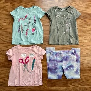 4 Pc Lot Carter’s OshKosh Girls Size 7 Short Sleeve Tops T-Shirts Leggings GUC!